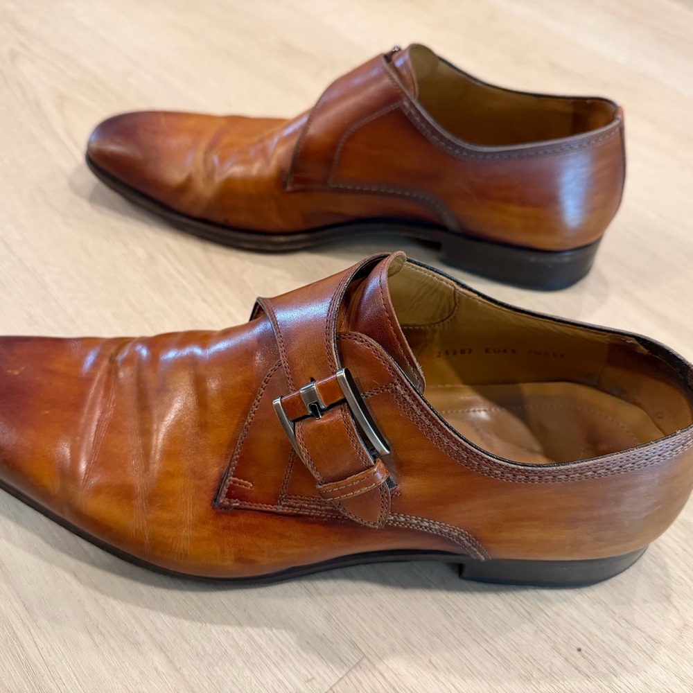 Magnanni Men's Single Monk Strap Leather Dress Shoes - Brown size 12